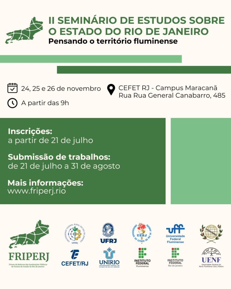Inscrições abertas para o II Seminário de Estudos sobre o Estado do Rio de Janeiro