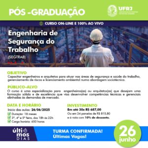 Curso online: pós-graduação em Engenharia de Segurança do Trabalho