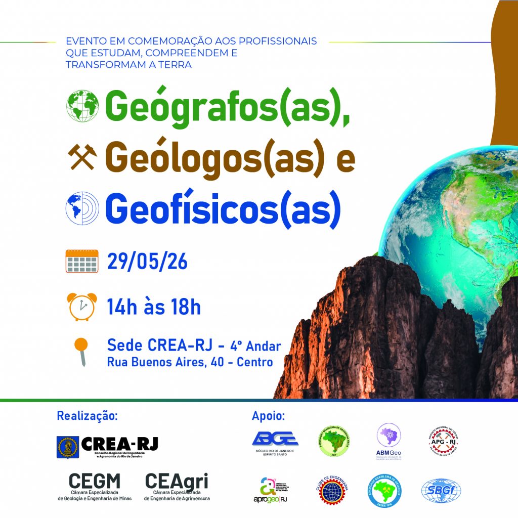 CREA-RJ realiza evento em comemoração aos dias dos(as) Geógrafos(as), Geólogos(as) e Geofísicos(as)