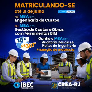 IBEC oferece cursos de MBA com promoções exclusivas para os profissionais do CREA-RJ até o dia 31 de julho